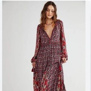 Free People Boho Floral  Happy Feelings Maxi Dress XS